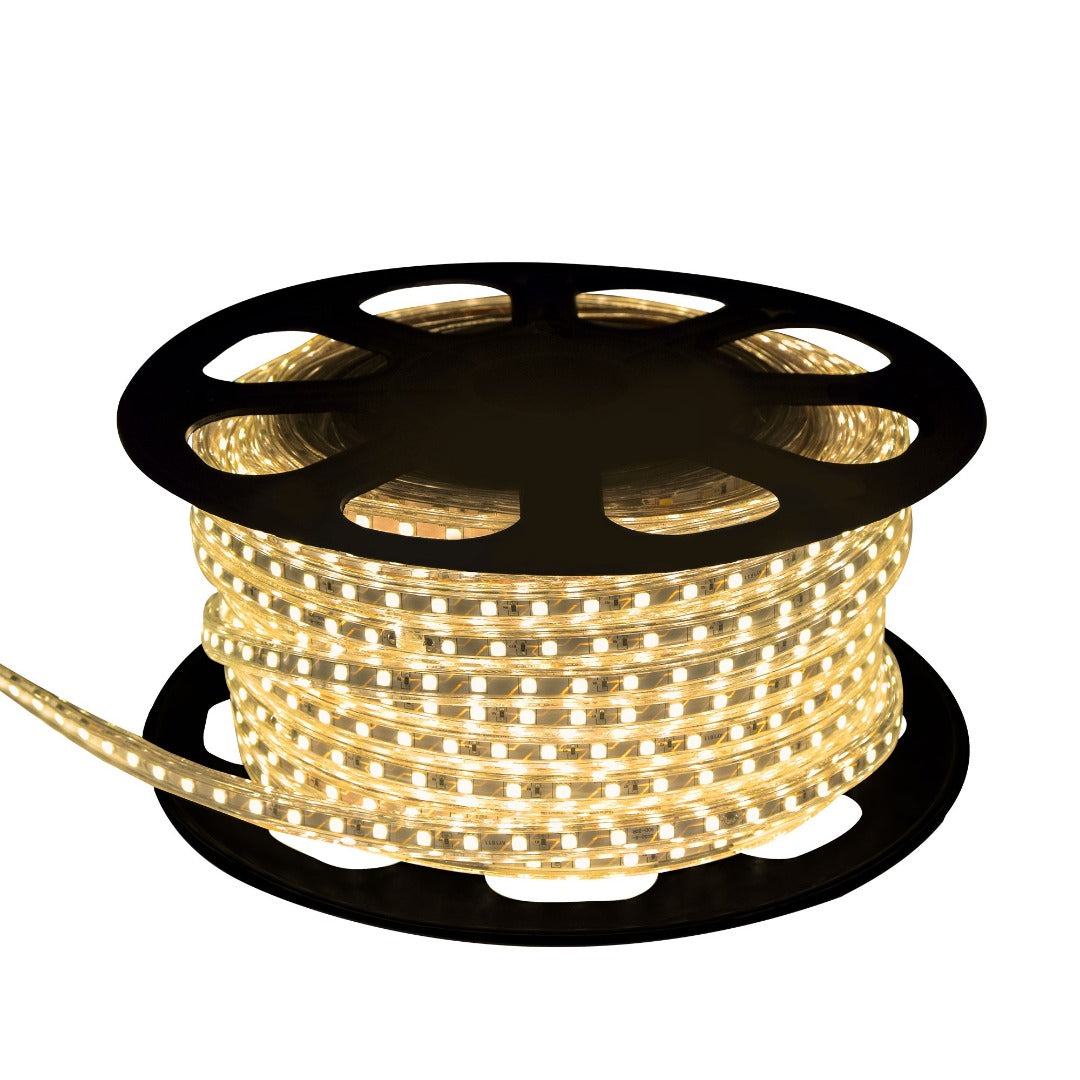 Warm Wit LED Strip - IP65 - 25 Meter - 220V - inkortbaar Warm Wit LED Strip - IP65 - 25 Meter - 220V - inkortbaar